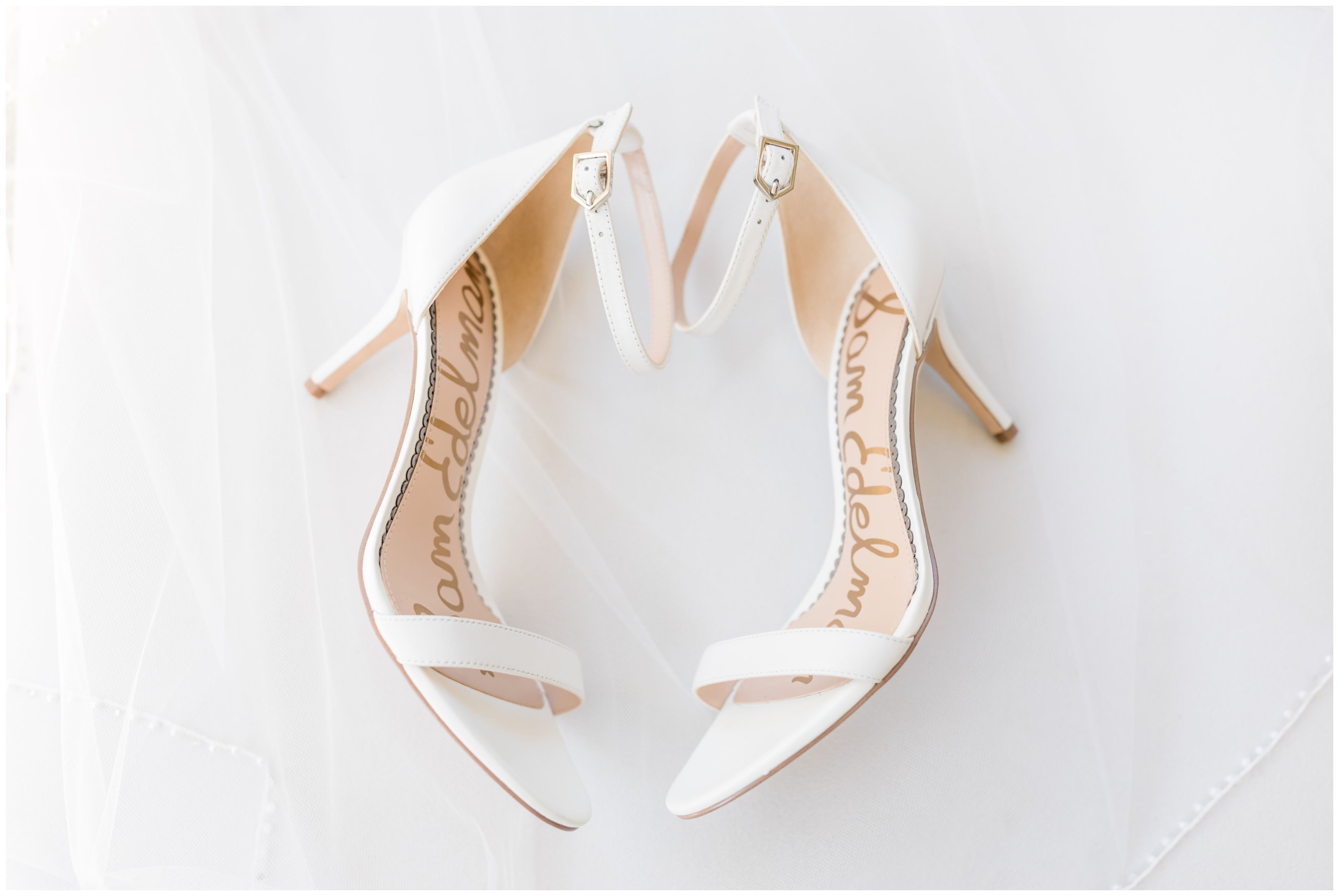 Sam Edelman White Bridal Shoes with classic veil