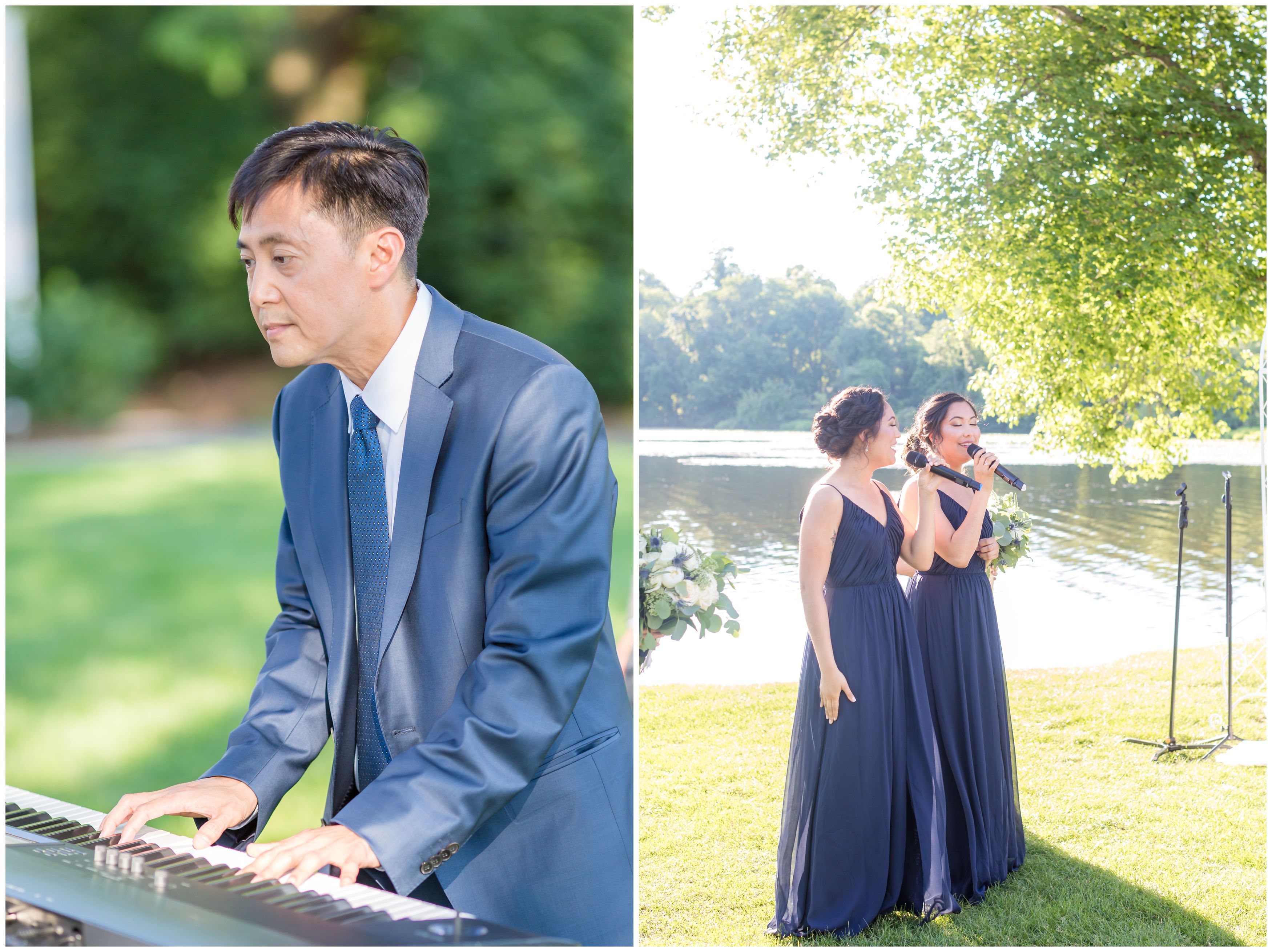 Song and piano at outdoor lakeside ceremony