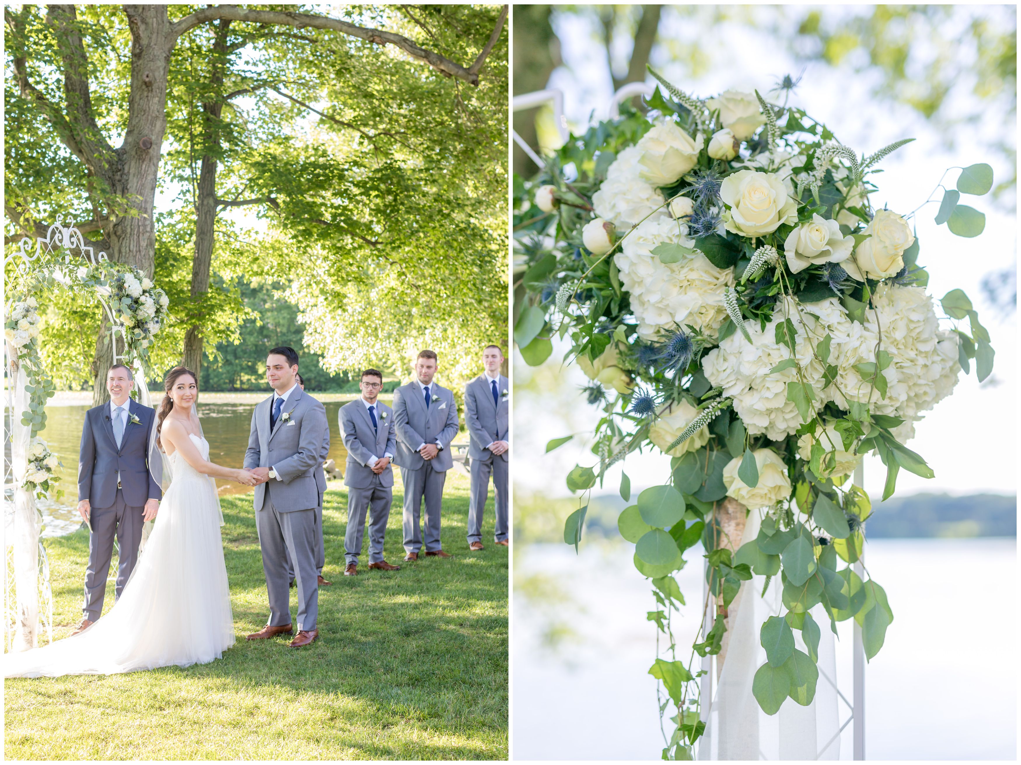 Outdoor lakeside ceremony details at Indian Trail Club