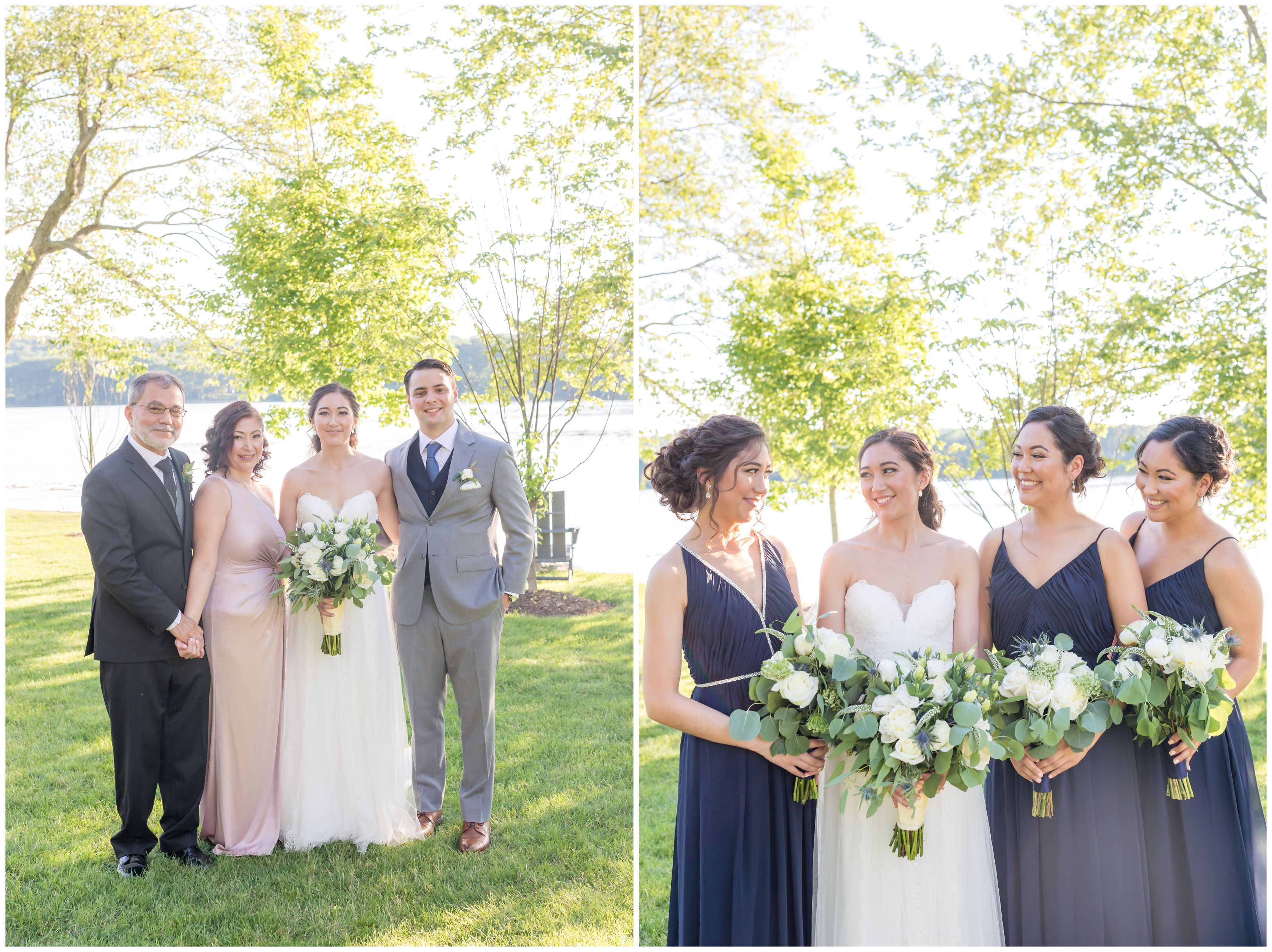 Brides family at outdoor lakeside ceremony