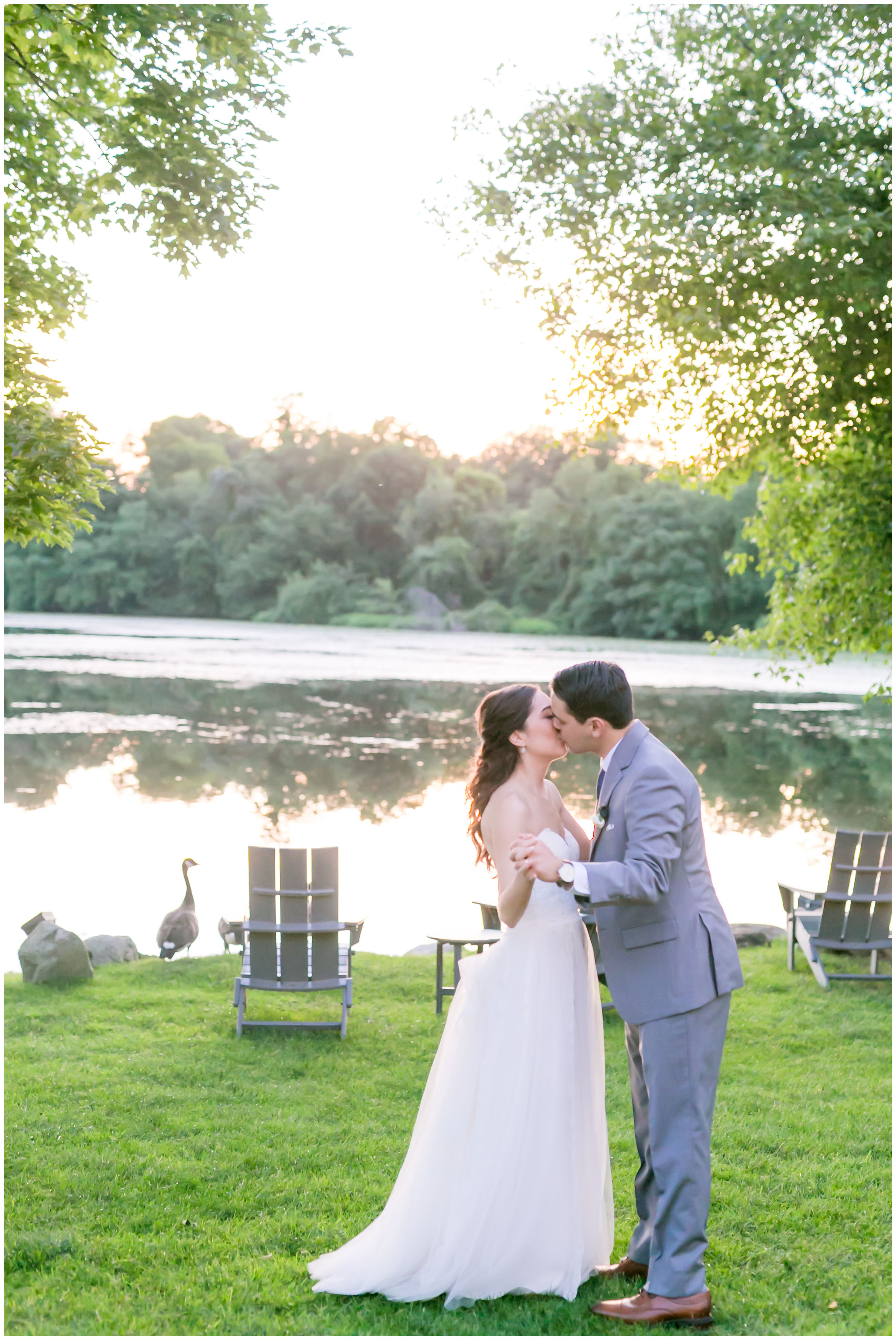 Sunset wedding pictures bride and groom at the Indian Trail Club